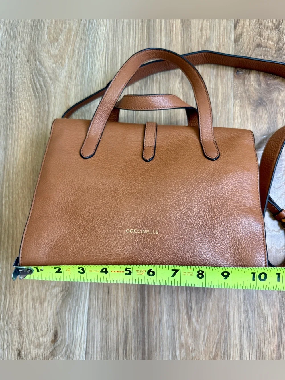 Coccinelle Authentic Italian Leather Top Handle Satchel Crossbody Bag Cognac